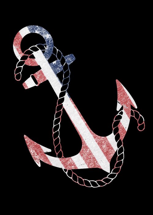 Funny Greeting Card featuring the digital art Retro USA Flag Anchor by Flippin Sweet Gear
