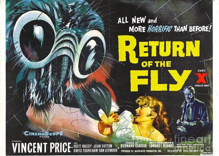 Return Greeting Card featuring the photograph Return Of The Fly Vincent Price by Action