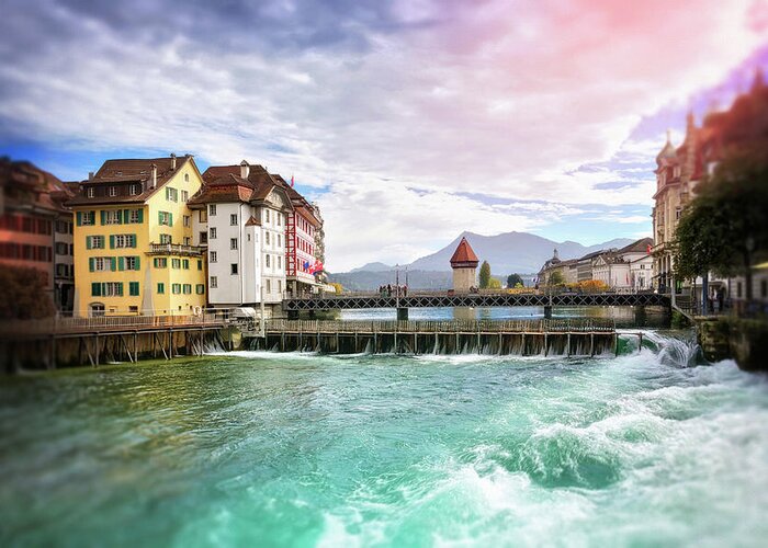 Lucerne Greeting Card featuring the photograph Reuss River Lucerne Switzerland by Carol Japp