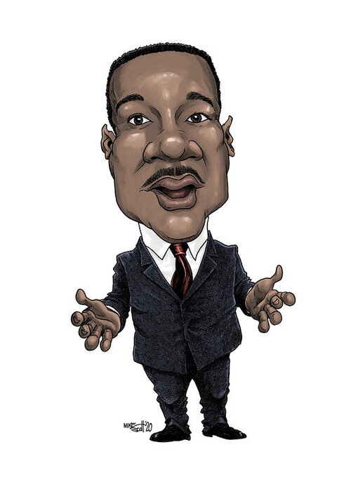 Caricature Greeting Card featuring the drawing Rev. Martin Luther King II by Mike Scott