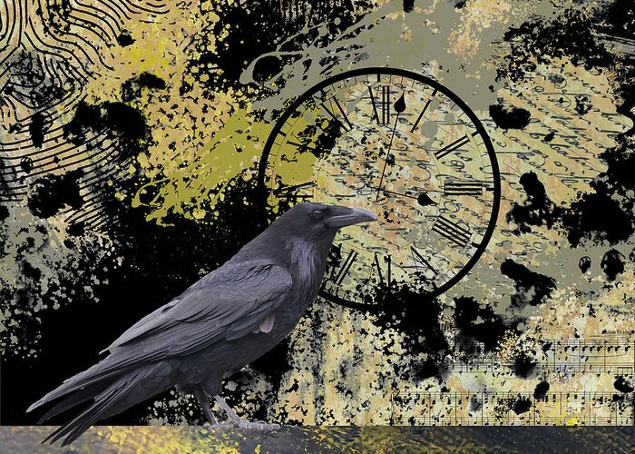Raven Art Greeting Card featuring the digital art Rhapsody of Time by Nancy Merkle