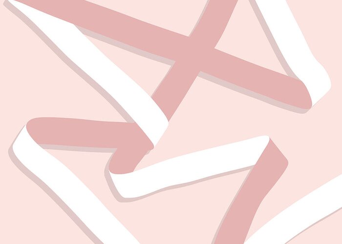 One Line Greeting Card featuring the painting Ribbon 9 in blush by Nikita Coulombe