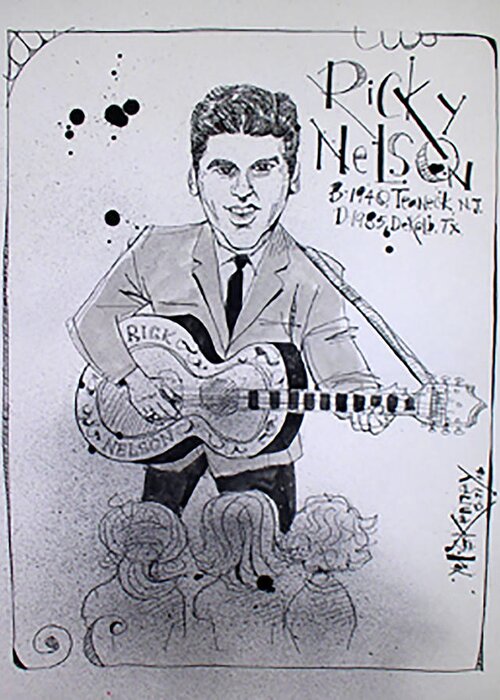  Greeting Card featuring the drawing Ricky Nelson by Phil Mckenney