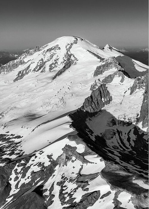 Mount Baker Greeting Card featuring the photograph Ridge to Summit Black and White by Michael Rauwolf