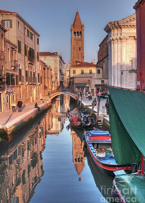 Boat Greeting Card featuring the photograph Rio and Church of St. Barnaba - Venice - Italy by Paolo Signorini