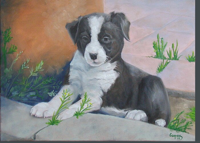 Puppy Greeting Card featuring the painting Rio by Todd Cooper