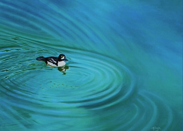 Goldeneye Greeting Card featuring the painting Ripples by Tammy Taylor