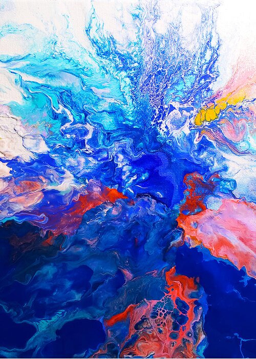 Abstract Greeting Card featuring the painting Rising Sea by Christine Bolden