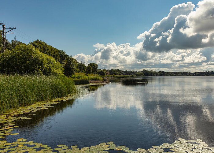 Riverside Greeting Card featuring the photograph River beauty in Jurmala Latvia by Aleksandrs Drozdovs