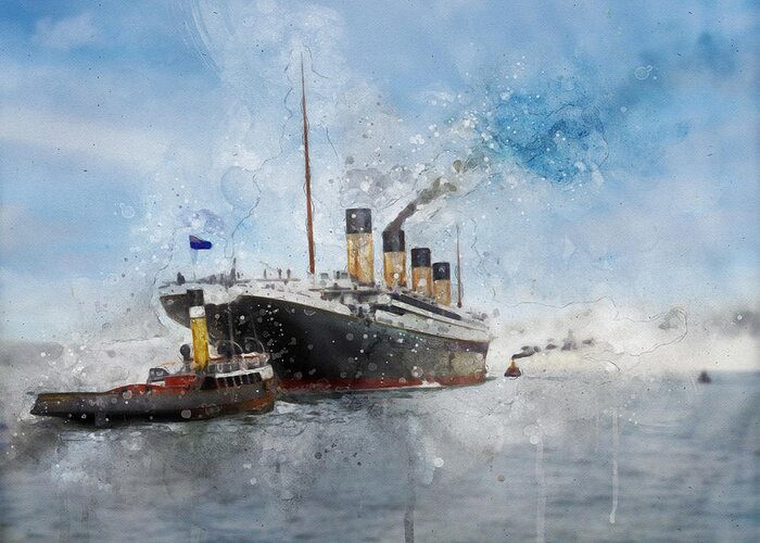 Steamer Greeting Card featuring the digital art R.M.S. Titanic by Geir Rosset