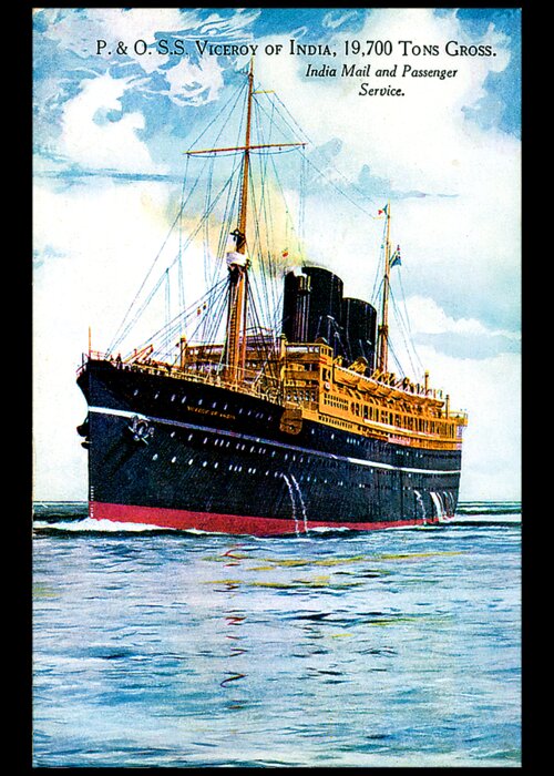 Vicero Greeting Card featuring the painting RMS Viceroy of India Cruise Ship 1928 by Unknown