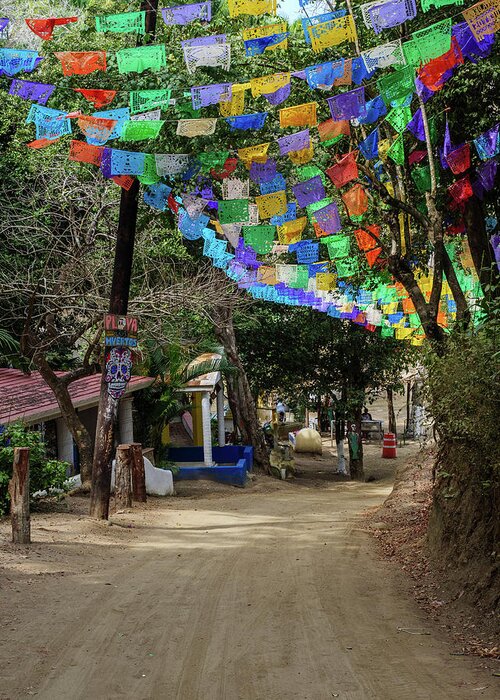 Mexico Greeting Card featuring the photograph Road through cemetery to Playa de Los Muertos. by Rob Huntley