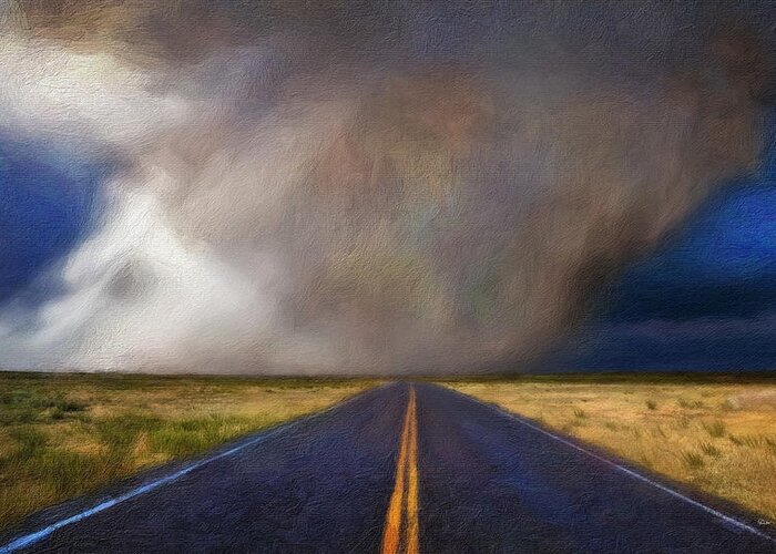 Rain Greeting Card featuring the digital art Road to Downpour by Russ Harris