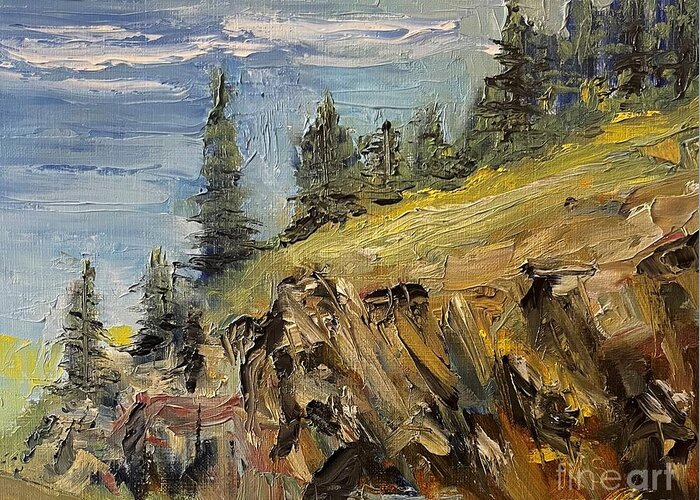 Landscape Greeting Card featuring the painting Rock Cut Hwy 11 by Monika Shepherdson