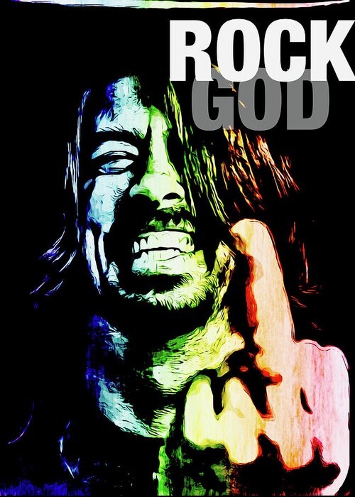 Dave Grohl Greeting Card featuring the digital art Rock God by Christina Rick