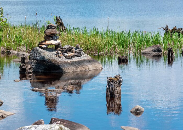 Ottawa River Greeting Card featuring the photograph Rock Pile on the Ottawa River, Ontario by John Twynam