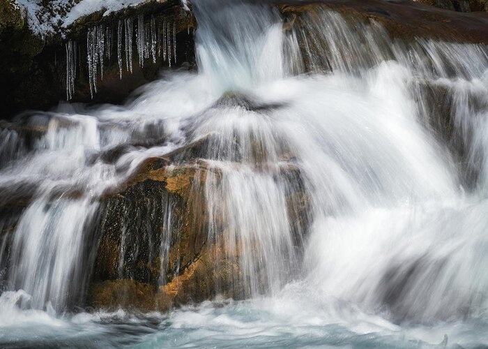 Water Falls Greeting Card featuring the photograph Rock Splash by Michael Hubley