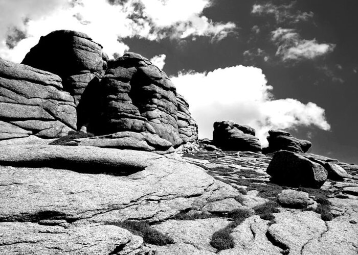 Black And White Greeting Card featuring the photograph Rocks in black and White by Ron Roberts
