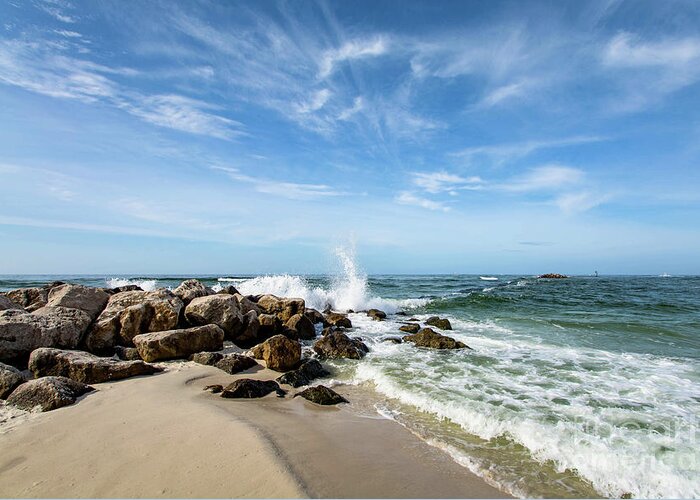 Rock Greeting Card featuring the photograph Rocky Beach on the Gulf Coast by Beachtown Views