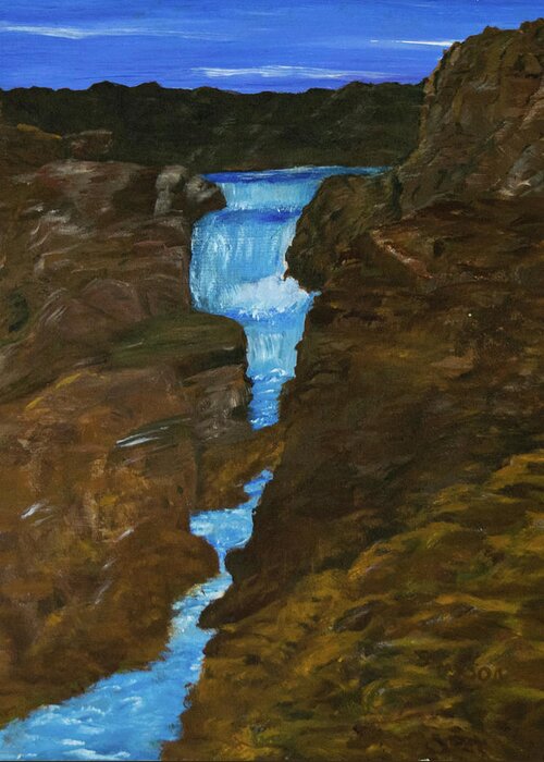 Landscape Greeting Card featuring the painting Rocky Waterfall by Elizabeth Simpson