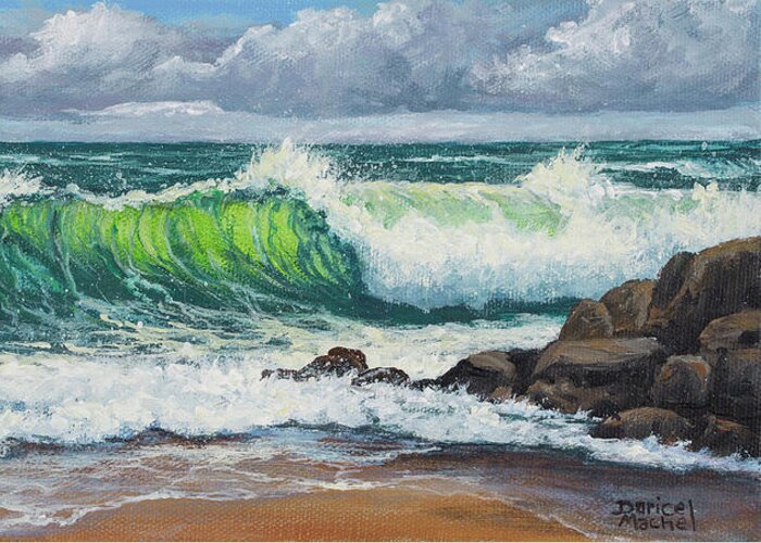 Seascape Greeting Card featuring the painting Rolling Waves by Darice Machel McGuire