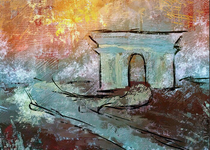 Architecture Greeting Card featuring the digital art Roman Ruins at Dawn by Lois Bryan
