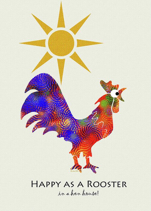 Rooster Greeting Card featuring the mixed media Rooster Pattern Art by Christina Rollo