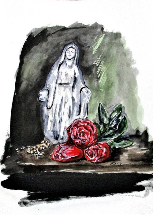 Clyde J. Kell Greeting Card featuring the painting Rose For Mary by Clyde J Kell