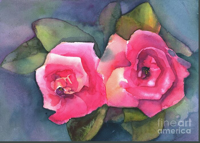 Watercolorartist Greeting Card featuring the painting Rose Pairing by Lois Blasberg