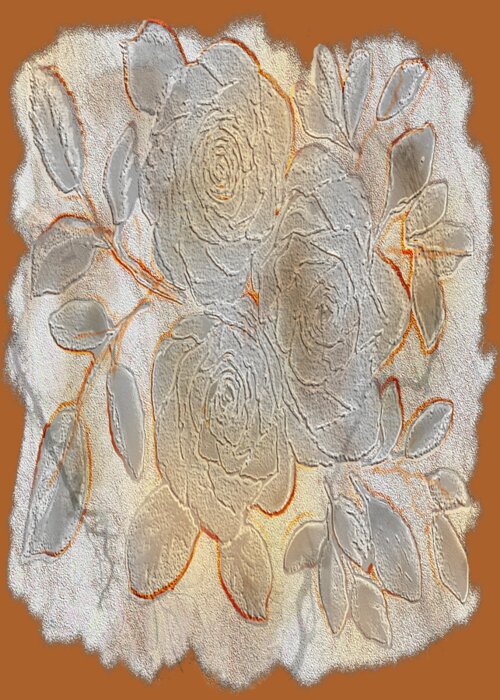 Rose Greeting Card featuring the digital art Rose Stone Fossil Faux by Delynn Addams