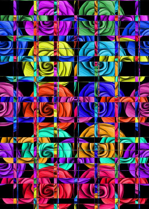 Abstract Greeting Card featuring the digital art Rose Trellis Abstract by Ronald Mills