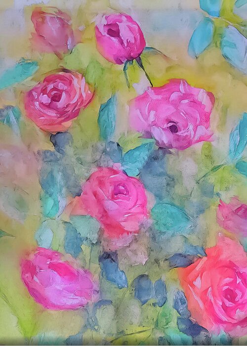 Roses Greeting Card featuring the painting Roses Everywhere by Lisa Kaiser