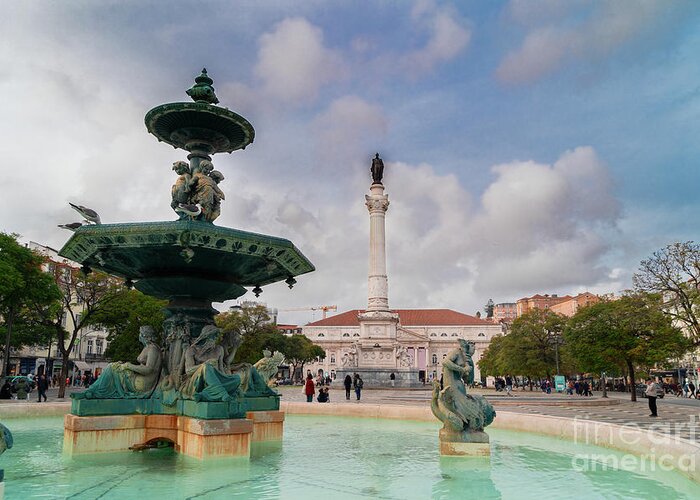 Lisbon Greeting Card featuring the photograph Rossio Square, Lisbon by Anastasy Yarmolovich