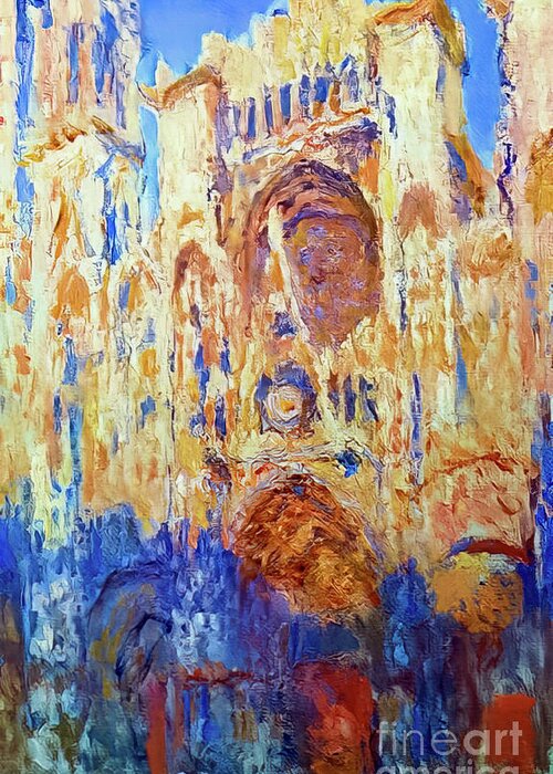 French Greeting Card featuring the painting Rouen Cathedral by Claude Monet 1893 by Claude Monet