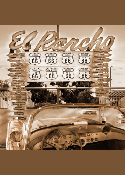 Classic Signs Greeting Card featuring the photograph Route 66 El Rancho Sign by Mike McGlothlen