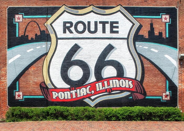 Pontiac Illinois Greeting Card featuring the photograph Route 66 - Pontiac Illinois Mural by Susan Rissi Tregoning