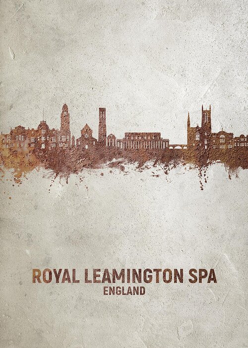 Royal Leamington Spa Greeting Card featuring the digital art Royal Leamington Spa England Skyline #95 by Michael Tompsett