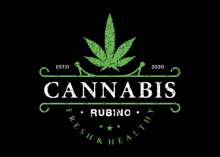 T Shirt Greeting Card featuring the painting Rubino Brand Logo T-Shirt T Shirt Tee Cannabis Marijuana Weed by Tony Rubino