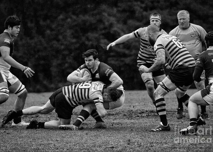 Rugby Greeting Card featuring the photograph Rugby Let's Get Physical 52 by Bob Christopher