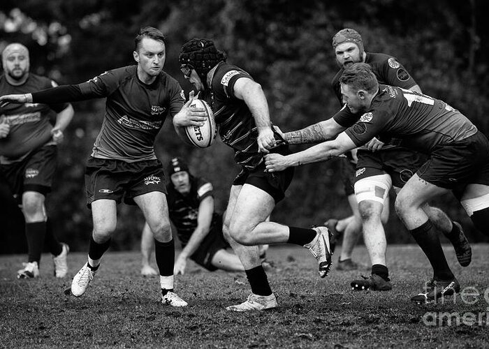 Rugby Greeting Card featuring the photograph Rugby Let's Get Physical 61 by Bob Christopher