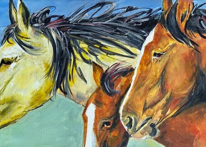 Horse Greeting Card featuring the painting Run Free by Alan Metzger