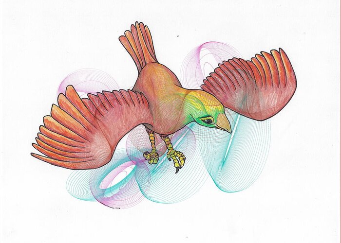 Running Bird Greeting Card featuring the mixed media Running Bird by Teresamarie Yawn