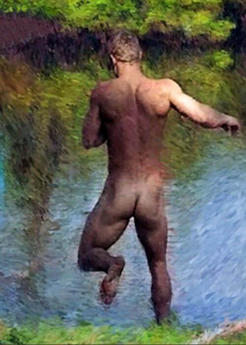 Running For The Water Greeting Card featuring the painting Running for the Water by Troy Caperton