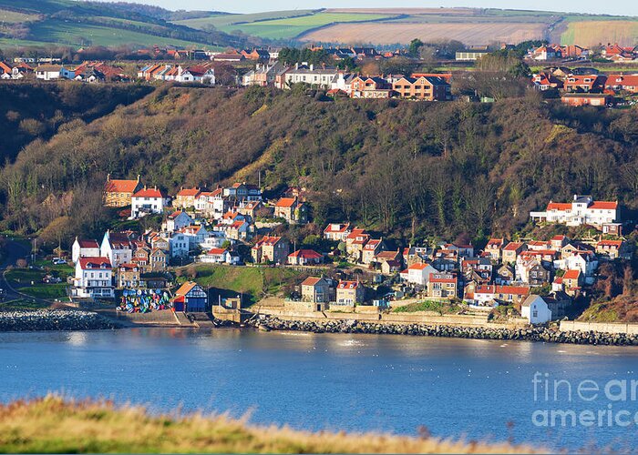 Runswick Bay Greeting Card featuring the photograph Runswick Village from Kettleness in the North York Moors National Park by Louise Heusinkveld