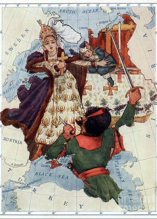 1912 Greeting Card featuring the drawing Russia. His Mother Strives to Protect the Little Tsar Peter by Lilian Tennant