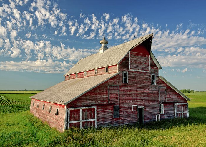 Barn Greeting Card featuring the photograph Rustic barn on the prairie in Pierce County NN near Hurricane Lake by Peter Herman