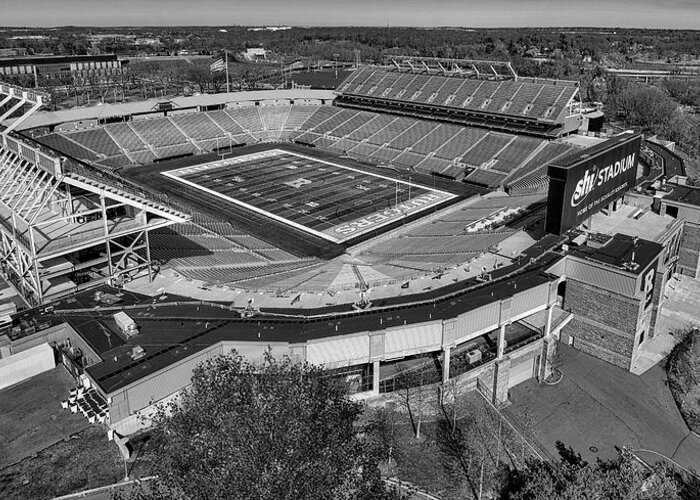 Rutgers Greeting Card featuring the photograph Rutgers NJ Football Stadium IV BW by Susan Candelario