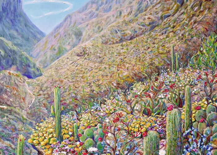 Beautiful Greeting Card featuring the painting Sabino Canyon by Nancy Shuler
