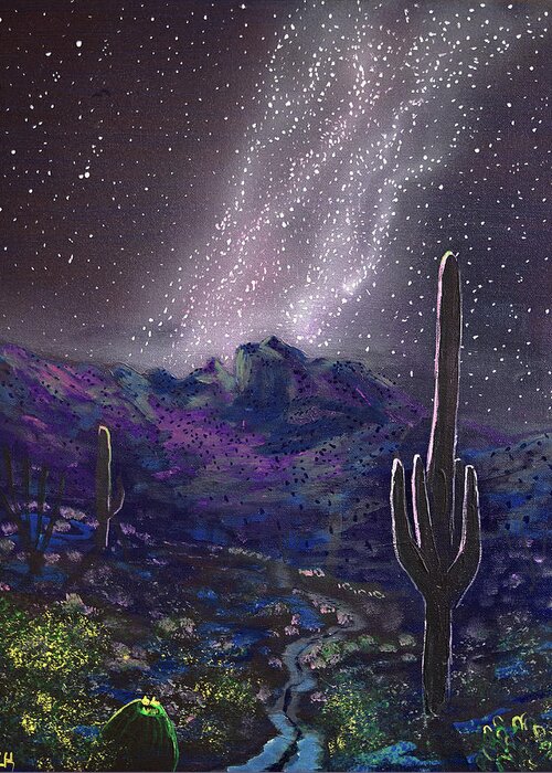 Tucson Greeting Card featuring the painting Sabino Canyon Stars, Tucson by Chance Kafka