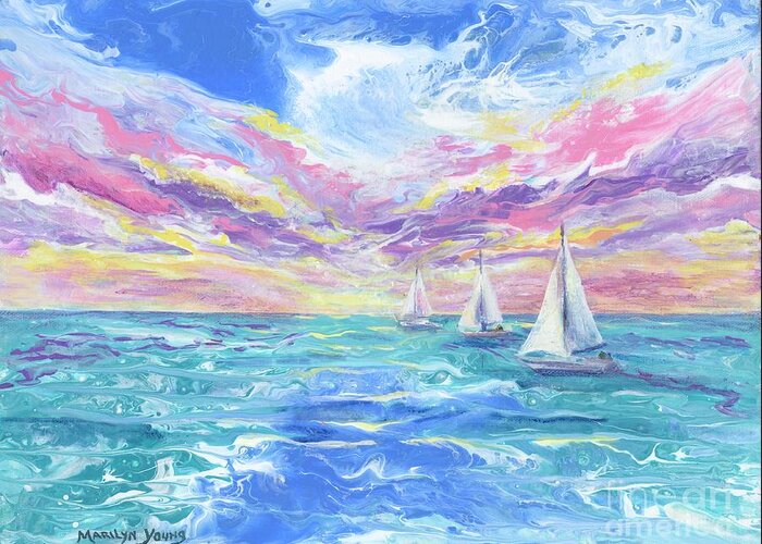 Ocean Greeting Card featuring the painting Sail Away by Marilyn Young